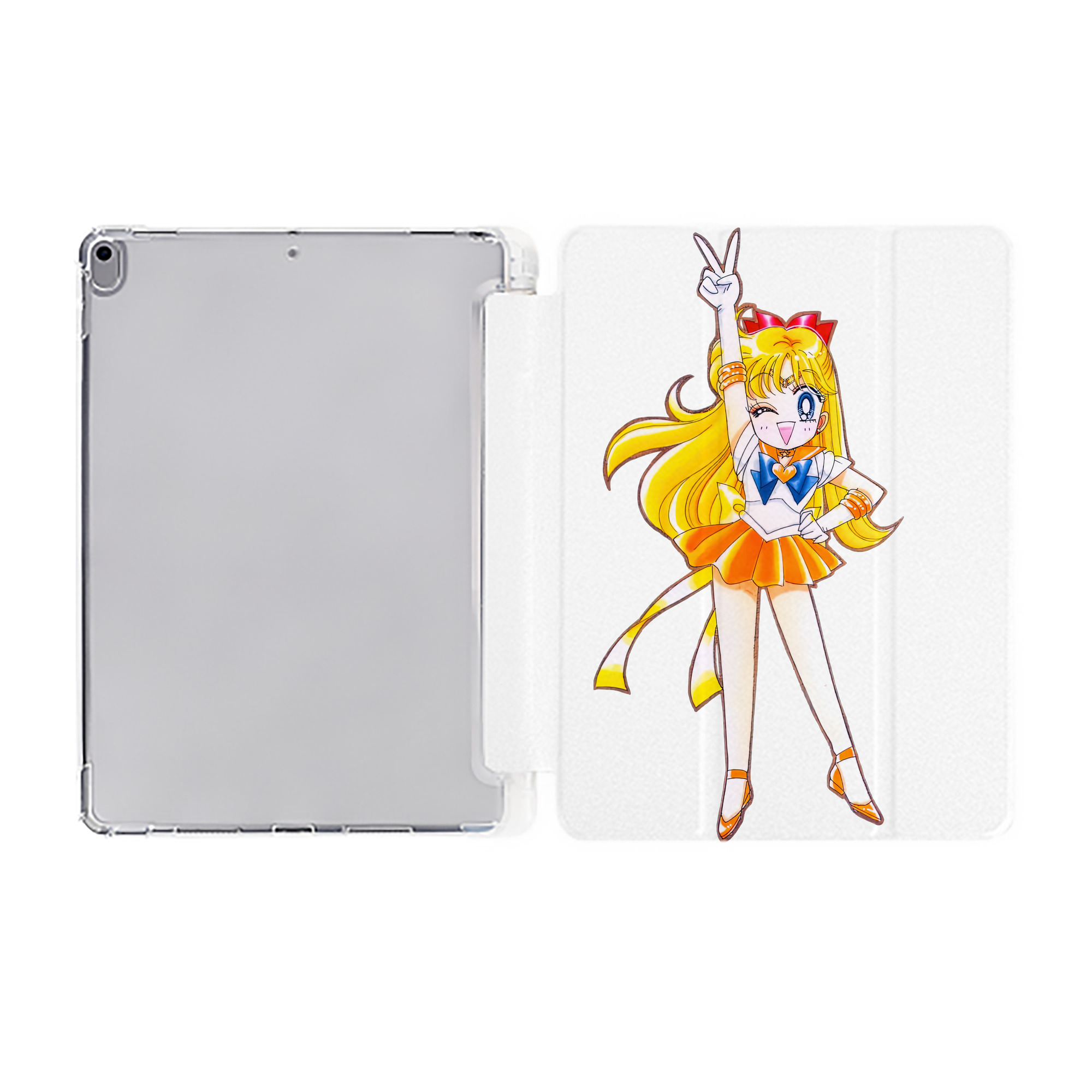 （画像用） 美少女戦士セーラームーン 愛野 美奈子 あいの みなこ Sailor Moon Aino Minako IPad ケース ペン収納付き 三つ折りスタンド PUレザー×シリコン 対応機種9.5/10.5/10.9インチ